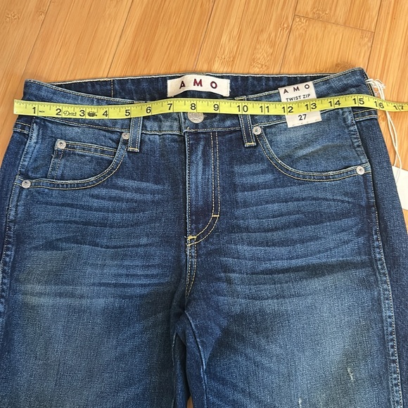 AMO Twist Zip Slim Fit Mid Rise Denim Jeans size Women’s 27, NWT! - Picture 7 of 12